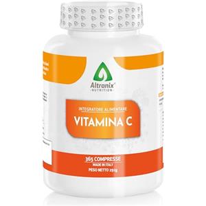 ALTRANIX Nutrition Vitamina C 500 mg Bio - 365 Compresse di Vitamina C Pura - Gusto Arancia - Senza Zucchero - Made in Italy