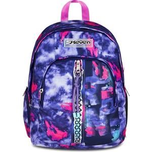 Seven Zaino Scuola Dual Detach, Viola, Doppio Scomparto da 32 L, Con Tasca PC, Tasca Borraccia, Tasca Con Organizer e Scomparto Staccabile, Scuola Media e Superiore, Zaino Ragazza