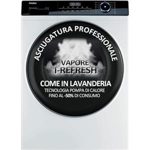 Haier I-Pro Serie 3, Asciugatrice 9 KG, Libera Installazione, Classe A ++, Vapore, Partenza Ritardata, I-Time, Bianco, AxLxP 85x59,5x66,5 cm - HD80-A2939-S
