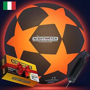 NIGHTMATCH Misura ufficiale 5 calcio luminoso LED impermeabile - Calcio luminoso per giochi notturni, bambini, adulti - Set completo con pompa e batterie extra