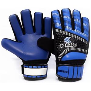 KINZIO Guanti da Portiere da Calcio per Ragazzi Bambini Bambini Adulti Guanti da Portiere da Calcio Protezione Super Grip Palmi per Allenamento Junior (black/blue, 6)