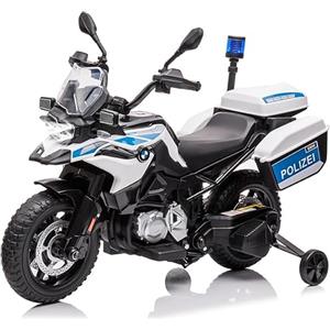 Salutmeuble Moto Elettrica Polizia Bambino 12V 7Ah BMW Licenza - 2 Motori, 2 Velocità, Pneumatici EVA, Sospensione a Molla, Fari LED, Sicurezza Anti-ribaltamento, Età 3-8 Anni (Certificato ASTM/CPSIA)