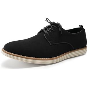 Allthemen Mocassino Basso Uomo Eleganti Scarpe Stringate Punta Tonda da Lavoro Oxford Casual da Barca Piatta Nero 45
