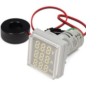 Gebildet 22mm AC 50-500V 0-100A 0-99Hz Tester di Tensione di Corrente CA con Display a LED a 3cifre Voltmetro Multifunzione Amperometro Misuratore di Frequenza Multimetro (Bianco, Quadrato)