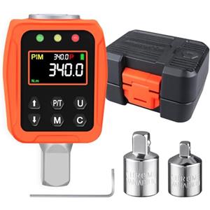 ATsafepro Adattatore Chiave Dinamometrica Digitale 1/2, 17-340 Nm Chiave Dinamometrica ±1% di Precisione con Schermo LCD a Colori e Buzzer, Adattatori 1/4 e 3/8 per Automobile, Motocicletta, Bicicl