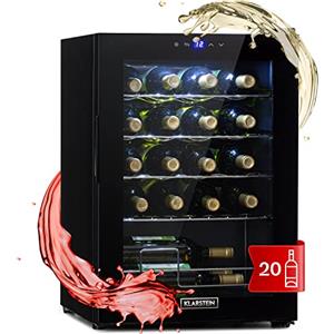 KLARSTEIN Cantinetta Vino Design, Cantinetta Vino Refrigerata a Zona Singola per Vino Rosso, Bianco e Birra, Controlli Touch, Frigo Vino Cantinetta per Esterno/Interno, 5-18°C, 53L, 20 Bottiglie