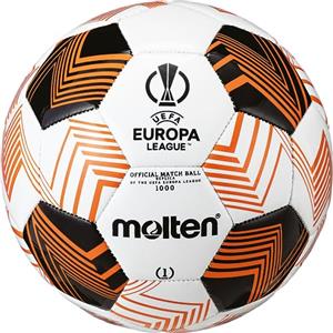 Molten Mini pallone da calcio UEFA Europa League, replica in miniatura del pallone ufficiale I cucito a macchina, esterno morbido per giocare o souvenir, arancione