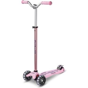 Micro Monopattino Maxi Deluxe Pro a LED, scorrevole, 3 ruote, con ruote luminose, design inclinato a sterzo, ruote robuste e manubrio stile chopper, per bambini dai 5 ai 12 anni (rosa)