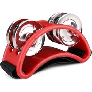 Flexzion Tamburello del piedi percussion, Strumento musicale gadget cajon accessori foot shaker, Tamburo per bambini KTV festa regalo per cantanti e chitarristi, Musica sonagli percussioni (Rosso)