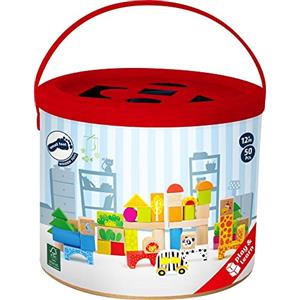 Small Foot Set di Costruzioni in Legno Zoo - Blocchi Massicci con Motivi di Animali, Facili da Impugnare