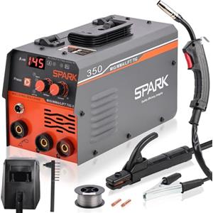 Securex MIG350 Saldatrice A Filo Continuo Senza Gas 120A 230V Sinergia Elettrodo Saldatrice 3 In 1 MIG/ARC/Lift TIG IGBT Inverter Saldatore con Filo 0.8 MM, Maschera Saldatura, Pistola Di Saldatura MIG