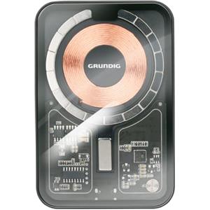 Grundig Powerbank Wireless Transparent 5000mAh - Batteria Esterna USB-C Input e Output - Ricarica Wireless - Compatibile con MagSafe per iPhone 12 e superiori - Compatta - Cavo Type-C Incluso