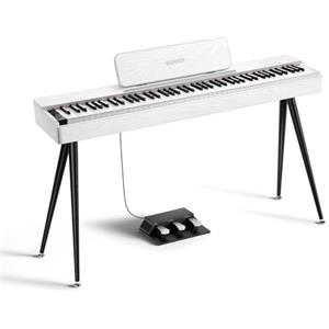 Donner OURA S100 88 Tasti con Tastiera Pesata e 3 Brani Dimostrativi, 15 Toni, Bluetooth Audio/MIDI, Pianoforte Digitale Domestico per Principianti, Avanzati, Bianco