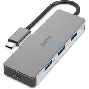 Hama - Hub USB Type C 3 porte USB A + 1 porta USB Type C, USB 3.2 Gen 2, 10 Gb/s, alluminio