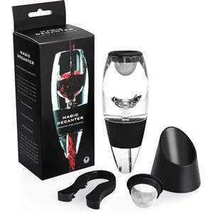 AUROAY Aeratore e Decanter per Vino Rosso, Aeratore con 2 Filtri per Rimuovere Cristalli di Tartrato Aerazione Istantanea del Vino,Magic Decanter Portatile da Vino con 1 Taglierino 1 Base Supporto
