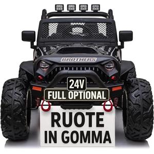 TOYSCAR Auto Macchina Elettrica Per Bambini 2 Posti 24V Fuoristrada Big Adventure Telecomandata Sedile In Pelle Porte Apribili Doppio Motore Elettrico Carico 35 Kg RUOTE IN GOMMA TOYSCAR Nera