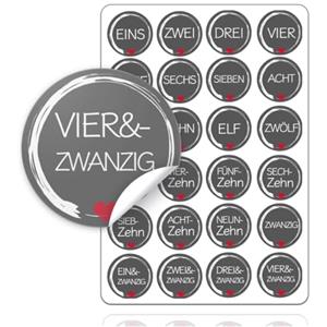 TK Gruppe Timo Klingler Calendario dell'Avvento Natale Adesivi Adesivi Numeri Bottoni 1-24 Adesivi Artigianali (Edizione 1)