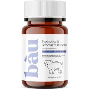 Bàu Cosmesi Probiotici per Cani, Fermenti Lattici Cane, Supporto Gastrointestinale Cane, Probiotico Digestivo per Cani Prurito, Integratore Diarrea - 60 pz