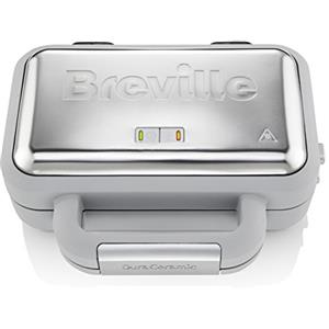 Breville DuraCeramic VST072 - Macchina per waffle antiaderente e facile da pulire con piastre rimovibili di riempimento profondo, bianco e acciaio inox