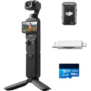 DJI Osmo Pocket 3 Creator Combo Bundle, Fotocamera Digitale con CMOS da 1'', 4K/120fps, Stabilizzazione a 3 Assi, Tracciamento di Volti/Oggetti, Messa a Fuoco Rapida, Microfono Incluso, Vlog Camera