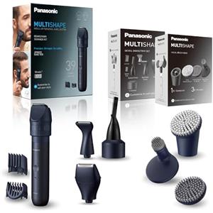 Panasonic MULTISHAPE ER-CKL1, ER-CFB1 & ER-CDT1 Set: tagliacapelli e barba, spazzola per pulizia viso, accessori per rasatura e taglio capelli, batteria ricaricabile agli ioni di litio, nero
