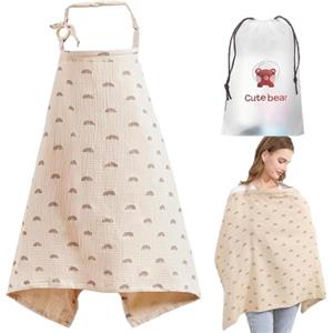 KAMHBE Copri Seno Allattamento Grembiule per Allattamento Morbido e Traspirante 360°C di copertura Coperta per Allattamento (Khaki)