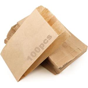 RUBY 100 PCS Sacchetto di Carta Marrone Kraft 9 x 15cm, Sacchetti Regalo/Sacchetti per Feste/Calendario dell'Avvento/Natale/Matrimoni/Feste di Compleanno/Mercati (9X15 CM)