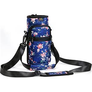 Nuovoware Borsa per Borraccia in Neoprene 750ml, Custodia per Bottiglia con Tracolla Regolabile Maniglia e Tasche Borsa Portatile Porta Borraccia per Ciclismo, Campeggio, Bianco Lbisco