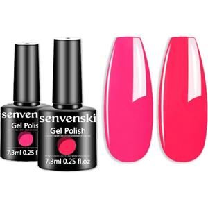 Senvenski Rosa Smalto Semipermanente Kit, Nudo Luce Baby Caldo Luminoso Rosa kit Semipermanente Unghie Gift Set UV LED Art Varnish Kit (CS2-020)