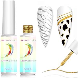 Senvenski Liner Smalto Semipermanente Kit Unghie Gel Paint Design Set Oro Argento DIY Disegno Smalti Semipermanenti Per Unghie Gel UV LED Vernice Manicure Nail Art (LX2-001)