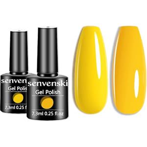 Senvenski Limone Giallo Smalto Semipermanente Kit, Nudo Luce Luminoso Lattea Oca Giallo kit Semipermanente Unghie Gift Set UV LED Art Varnish Kit (CS2-022)