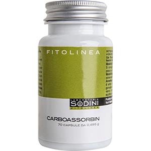 LABORATORIO SODINI FITOLINEA Carboassorbin - Integratore Alimentare - con Finocchio, Carbone Vegetale e Melissa - per l'Eliminazione dei Gas Intestinali - 70 Capsule