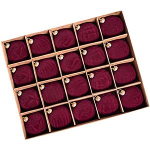 Nybhyjka Set Di 20 Palline Floccate, In Velluto Vintage Rosso E Oro, Decorazione Per Albero Di Natale Floccata Bordeaux,Ornamenti Floccati Per Albero Di Natale,Palline Di Natale Appese Per La Decoraz