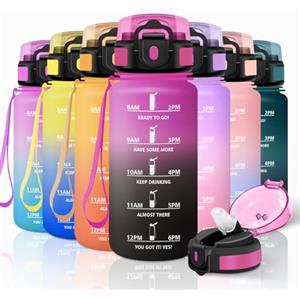 Motswedi Borraccia Bambini, 500ml con Filtro, Borraccia Motivazionale, a Prova di Perdite, Bottiglia Acqua, Riutilizzabile, Borracce Bambini per Capretti, Adulto, Palestra, Yoga, Viola Rosso & Nero