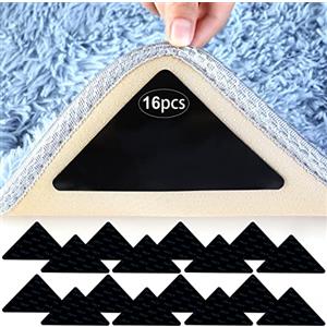 AiQInu 16 Pezzi Adesivi Antiscivolo per Tappetini, Riutilizzabili, Gripper lavabili per pavimenti in legno e duri di tutti i tipi e dimensioni di tappeti