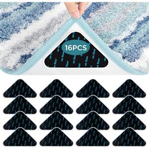 AiQInu Adesivi Antiscivolo per Tappetini,16 Pezzi Antiscivolo e Riutilizzabili Tappeto Gripper lavabili per tappeti per pavimenti in legno e duri di tutti i tipi e dimensioni di tappeti