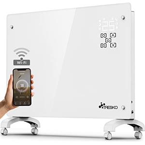 TRESKO Stufa Elettrica Basso Consumo 1500W - Wifi & APP | Stufa Elettrica basso consumo | Termoconvettore con Rotelle | Termosifone Elettrico Portatile | Termoconvettore a Parete con Termostato