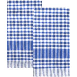 Talking Tables 2x Strofinacci Cucina Gingham Blu Quadretti Canovacci in Cotone Morbido Assorbente Asciugatura Rapida Imballaggio ECO 45cm x 70cm