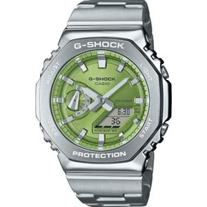 Casio G-shock - Orologio Uomo Al Quarzo Militare Cinturino In Acciaio Inox Grigio Cassa In Resina Quadrante Digitale Verde - GM-2110D-3AER