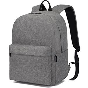 KONO Zaino per Scuola e Viaggio, Leggero Zaino Porta PC 15.4 Pollici, Zainetto Scolastico per Laptop, Superiore, Università, Lavoro e Sport (Grigio Chiaro)