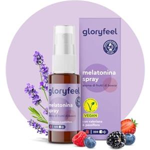 Gloryfeel Melatonina per Dormire, Melatonina Pura, Melatonina Spray 0,5mg per Spruzzo, Integratore Valeriana Forte con Passiflora e Lavanda Rilassante, con Vitamina B1 e B6, Gusto Frutti di Bosco, 30ml