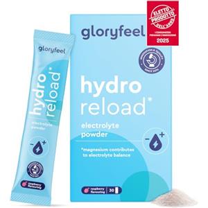 Gloryfeel Elettroliti, Magnesio e Potassio, Eletto PRODOTTO DELL'ANNO 2025, Integratori Sali Minerali, Gusto Lampone, 30 Bustine, Integratore Sport, contro Stanchezza e Affaticamento, Senza Additivi, 100% vegan