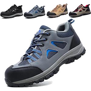 ISOOUS Scarpe Antinfortunistiche Uomo Donna Scarpe da Lavoro con Punta in Acciaio Leggere Comodo Sportive di Sicurezza Scarpe Grigio Blu 44 EU