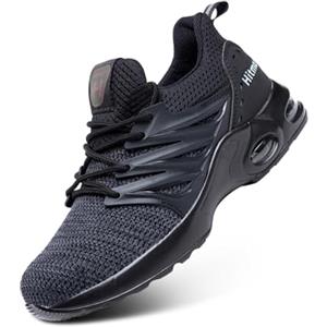 Hitmars Scarpe Antinfortunistiche Uomo Donna Scarpe da Lavoro S1p S1 S2 S3 SRC Scarpa Antinfortunistica Uomo con Punta in Acciaio Leggere Traspiranti 2 Nero-Bianco 41
