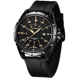 SAPPHERO Orologio da uomo, cinturino in silicone, impermeabile, 5 ATM, orologio da polso da uomo, movimento al quarzo giapponese, cassa in acciaio inox, design sportivo, casual, per uomini,