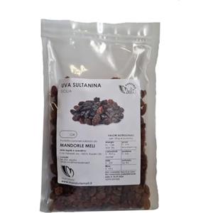 MANDORLE MELI Uvetta Sultanina Italiana Uva Passa Senza Semi e Senza Glutine (250 g) | Frutta Secca Essiccata al Sole senza Zuccheri Aggiunti per Panettone, Biscotti e Cous Cous - Fonte di Fibre - Made in Italy