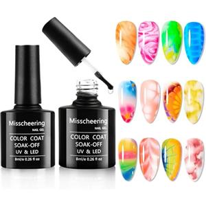 LOPHE Smalto per Unghie Gel Blooming, 2x8ml Spreading Gel Nail Polish Trasparente