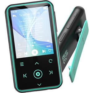 AGPTEK 64GB Lettore MP3 Bluetooth 5.3 con Clip, 1,8 Pollici Lettore Musica Sport HiFi con Riconnessione Bluetooth, Pulsante Volume, Radio FM/Podometro, Ultra-leggero 36g, Mini Lettore per Corsa