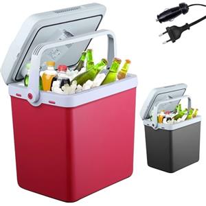 AREBOS Contenitore refrigerante da 25 litri, per raffreddare e mantenere il caldo, mini frigo | termoelettrico | con modalità ECO | 12/230 V per auto e presa | frigo elettrico | Rosso