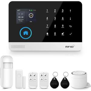 XNY Allarme Casa Senza Fili 4G, Allarme Casa WiFi con Controllo APP, Antifurto Casa Wireless, 8 Pezzi (Rilevatore di Movimento, Sensore per Porte e Finestre, Sirena, Telecomando) Compatibile con Alexa